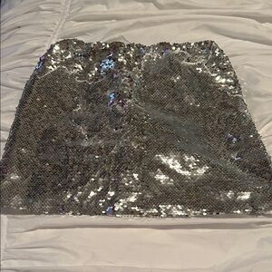 Silver Sequin Skirt
